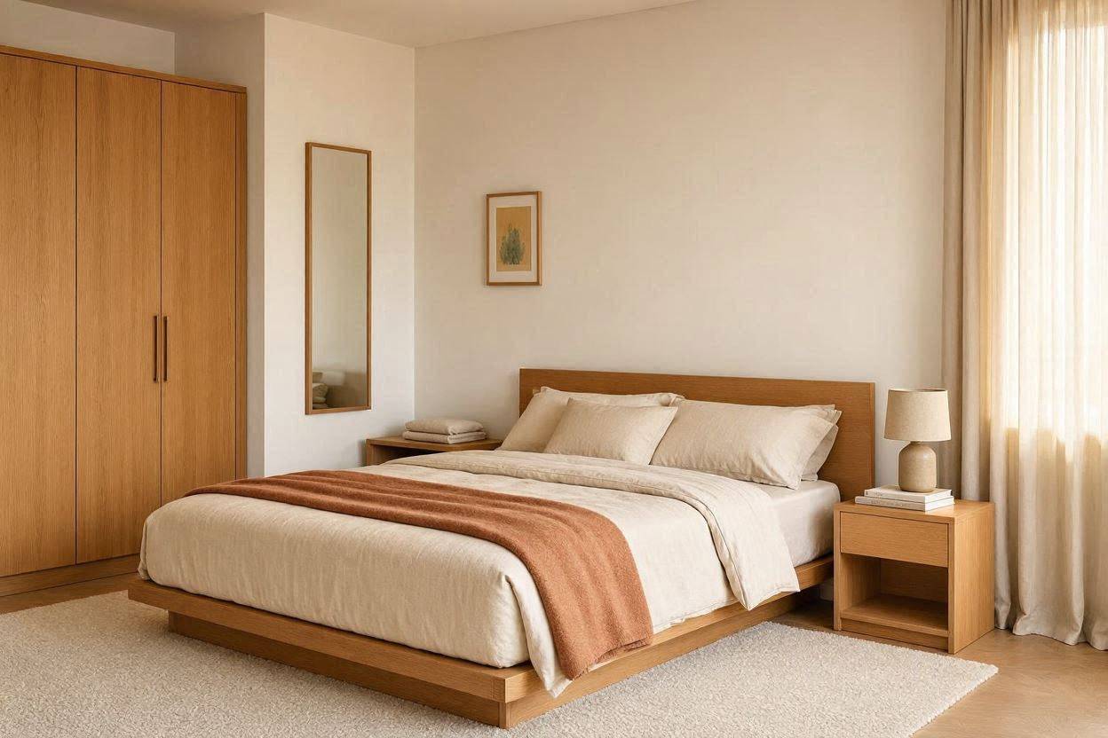 اتاق خواب مرتب با وسایل ضروری جهیزیه